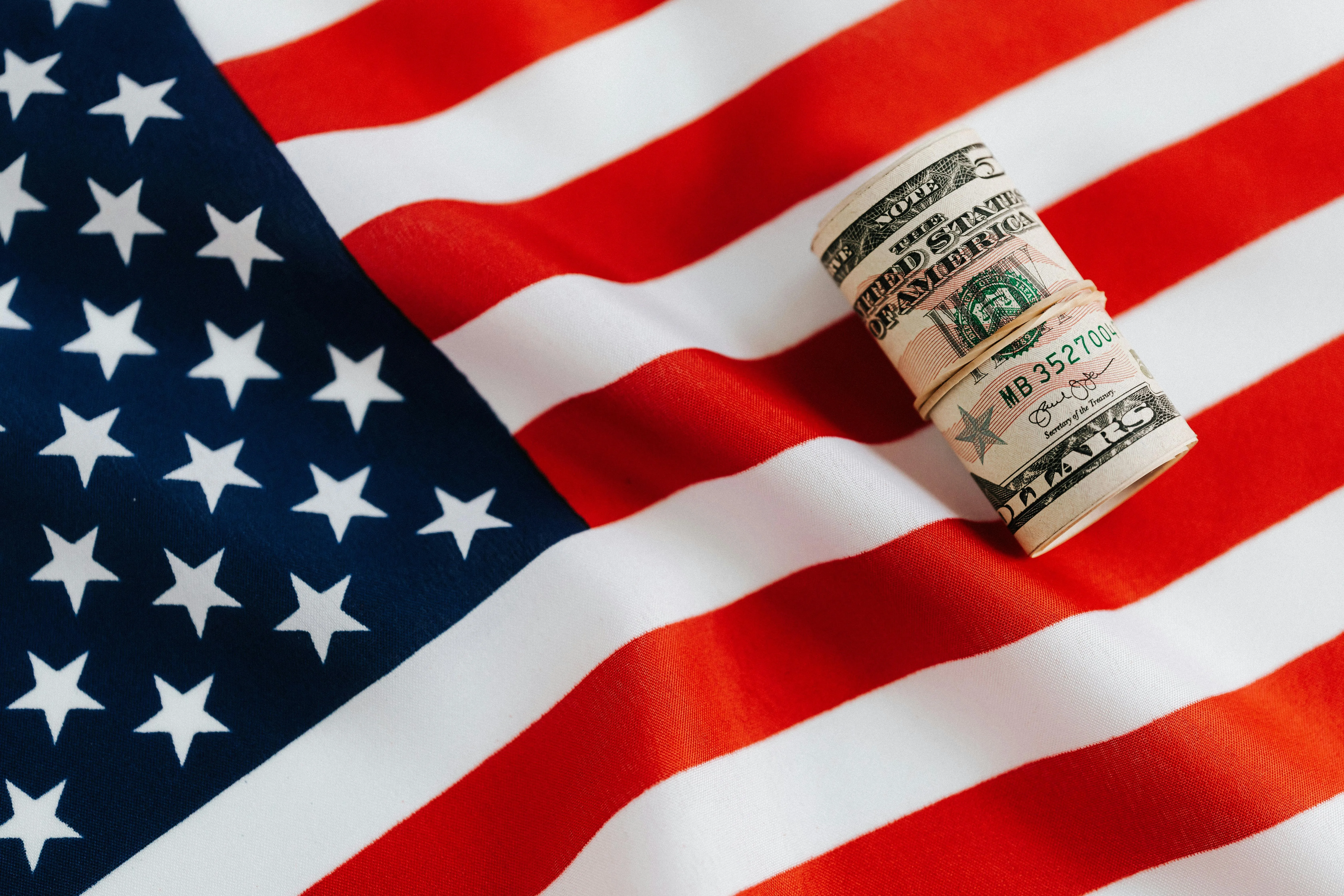 Rolled Up USD on a US Flag