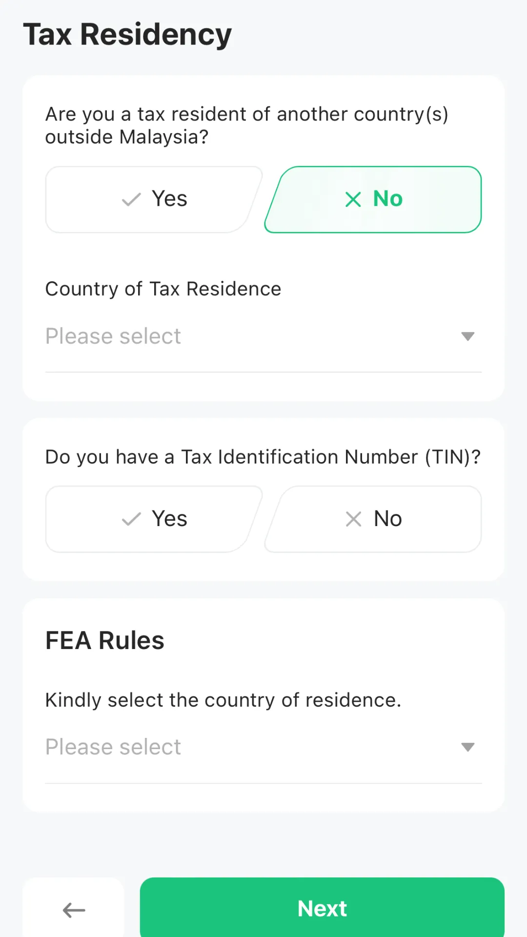 M+ Global Account Opening Tax Residency