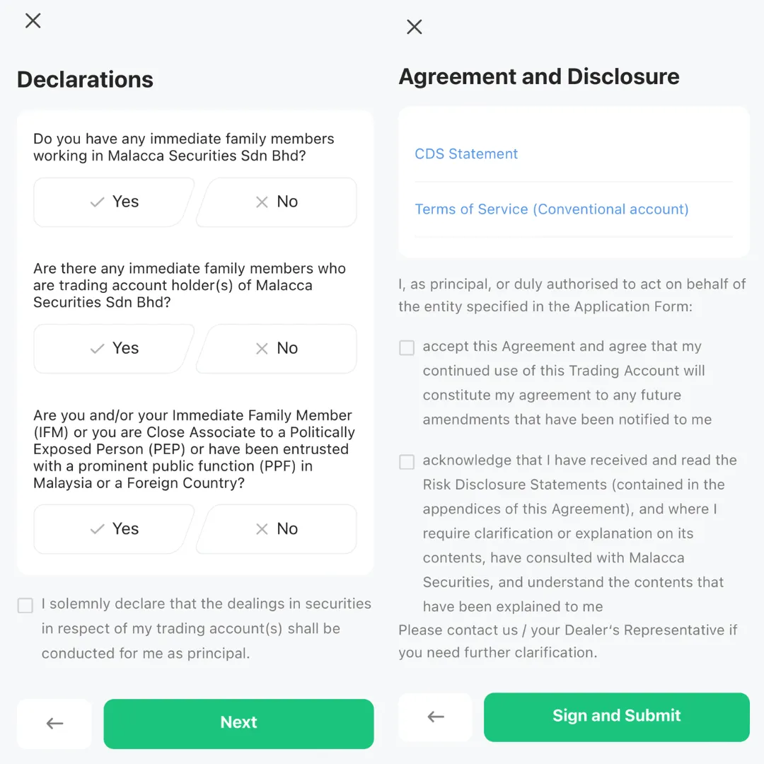M+ Global Account Opening Declaration and Agreement and Disclosure