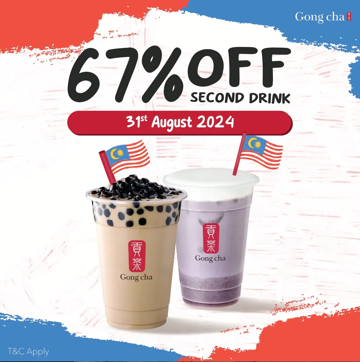 Gong Cha 67% merdeka promo
