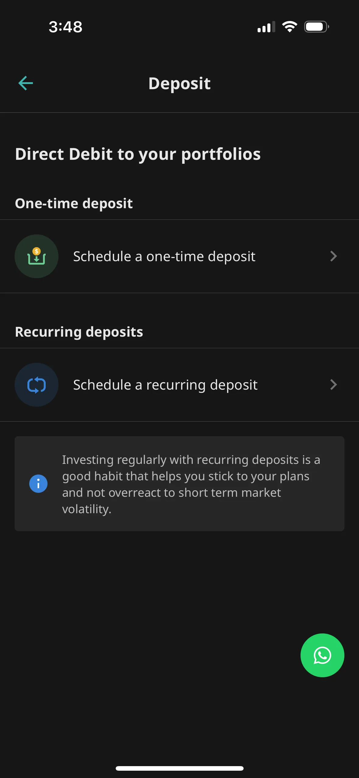 A choice of scheduling or one-time deposits