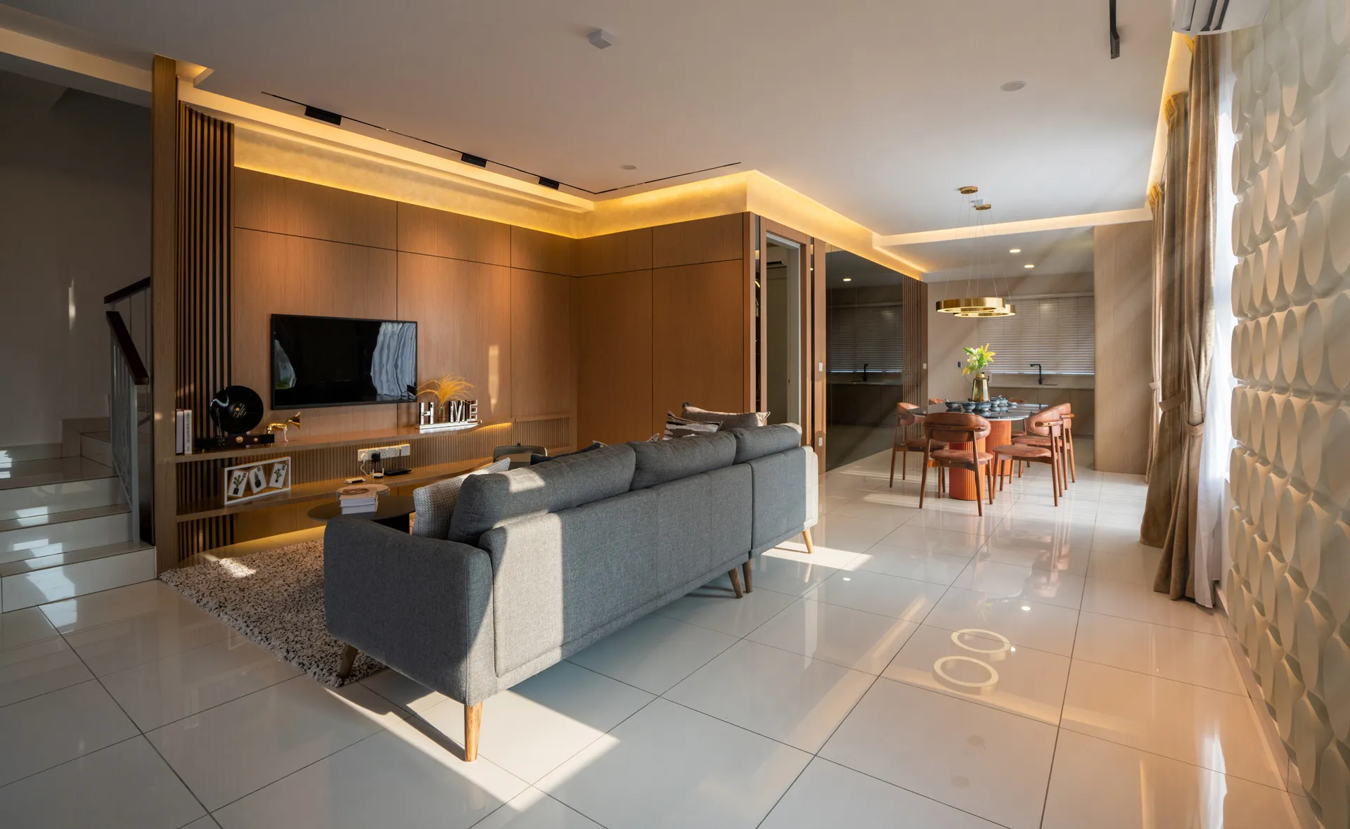 A sleek interior of a modern home