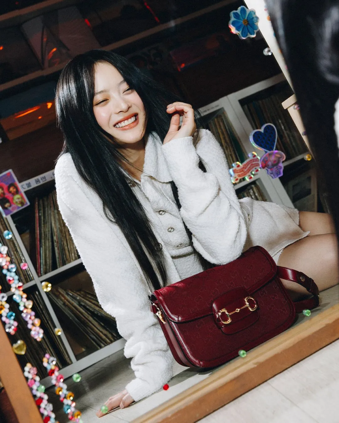 NewJeans member Hanni stars in her second Gucci campaign, featuring the Horsebit 1955 bag