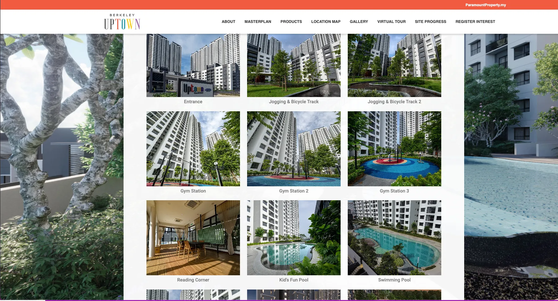 Screenshot of Paramount Properties' Facilities Page of their Uptown Residences Berkeley project