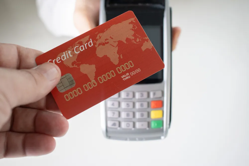 Holding a credit card over a card receiver