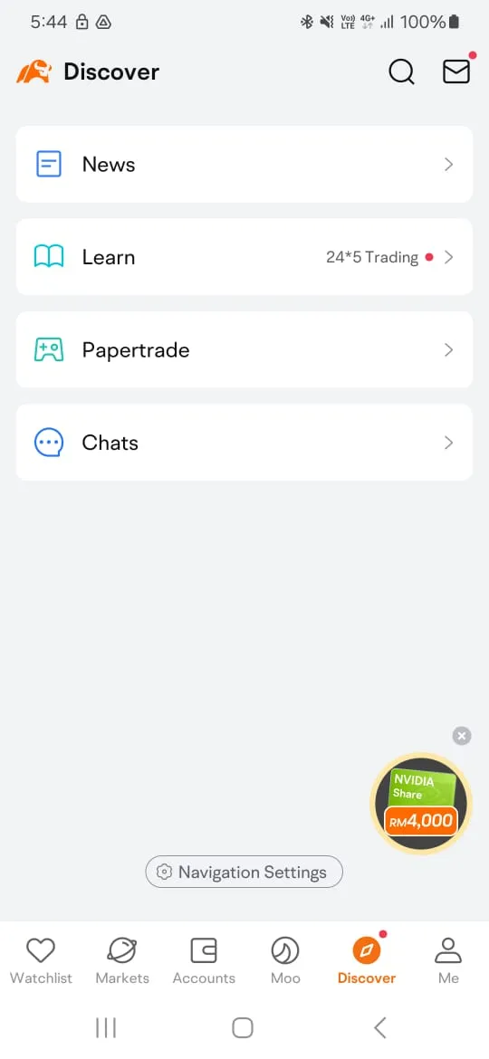 screenshot of moomoo malaysia discover tab