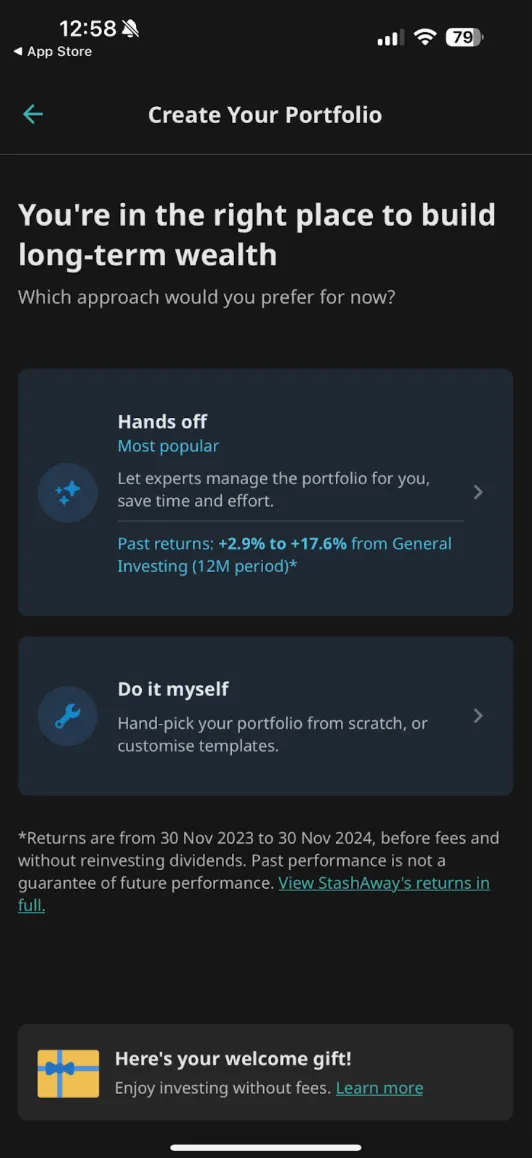 A choice for manual or auto investing