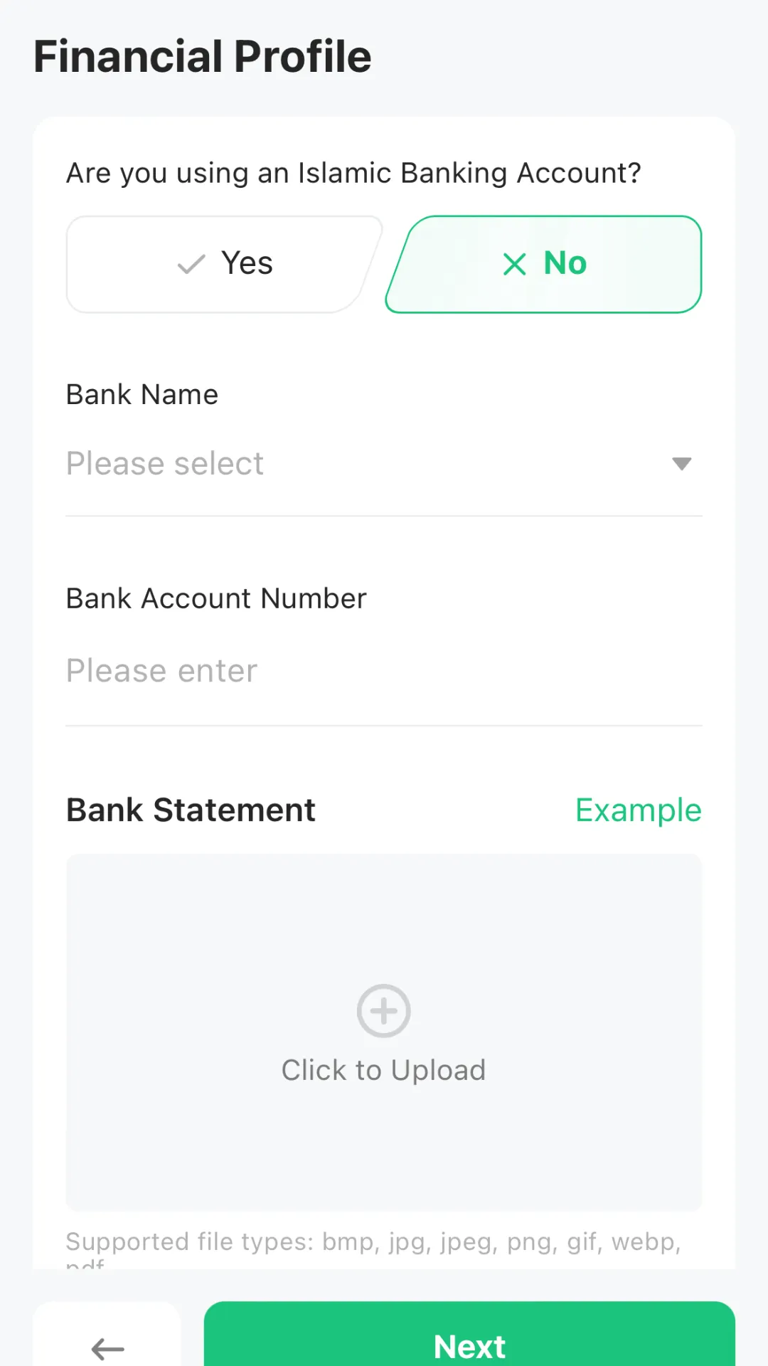 M+ Global Account Opening Financial Profile