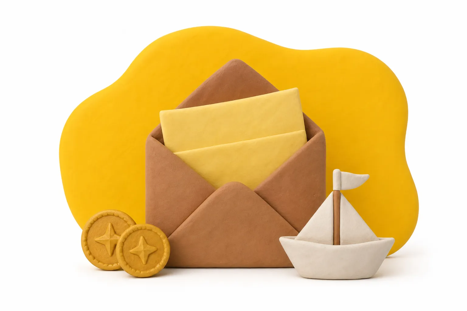 A clay envelope with money tips inside