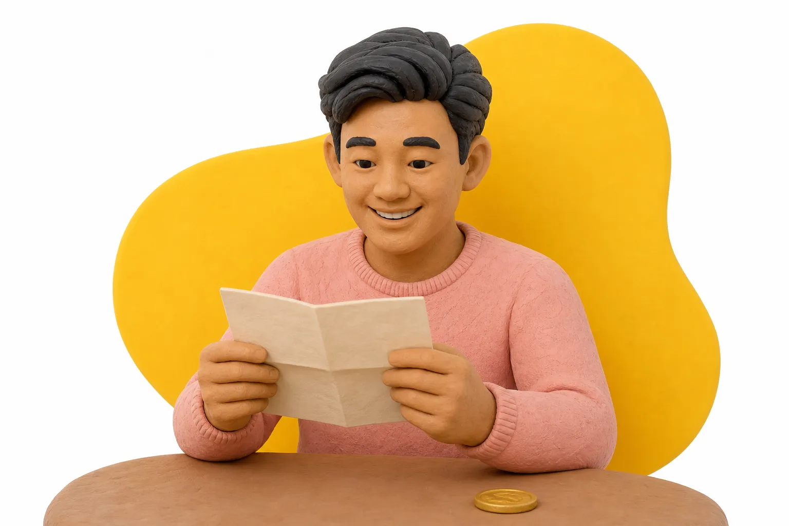 A clay envelope with money tips inside